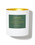 Reveler - Persona Collection (White & Gold) - 8oz/227g Coconut Wax Blend Glass Jar Candle - Key Notes: Fresh Cut Pine, Cedarwood, Fir Balsam
