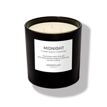 Midnight - Night & Day Collection (Black & White) - 24oz/680g Coconut Wax Blend Glass Jar 3-Wick Candle - Key Notes: Fir Needle, Labdanum, Cinnamon Leaf