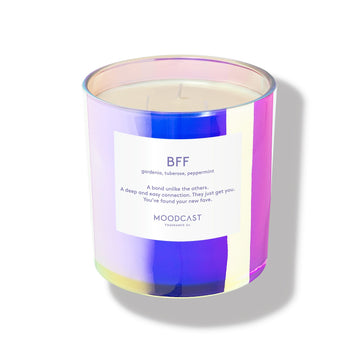 BFF - Vibes Collection (Iridescent) - 24oz/680g Coconut Wax Blend Glass Jar 3-Wick Candle - Key Notes: Gardenia, Tuberose, Peppermint
