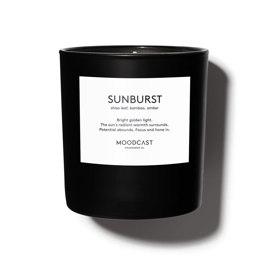 Sunburst - Night & Day Collection (Black & White) - 8oz/227g Coconut Wax Blend Glass Jar Candle - Key Notes: Shiso Leaf, Bamboo, Amber
