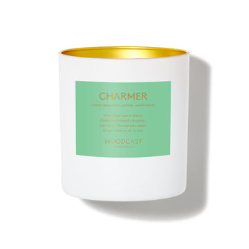 Charmer - Persona Collection (White & Gold) - 8oz/227g Coconut Wax Blend Glass Jar Candle - Key Notes: Italian Bergamot, Juniper, Yerba Santa