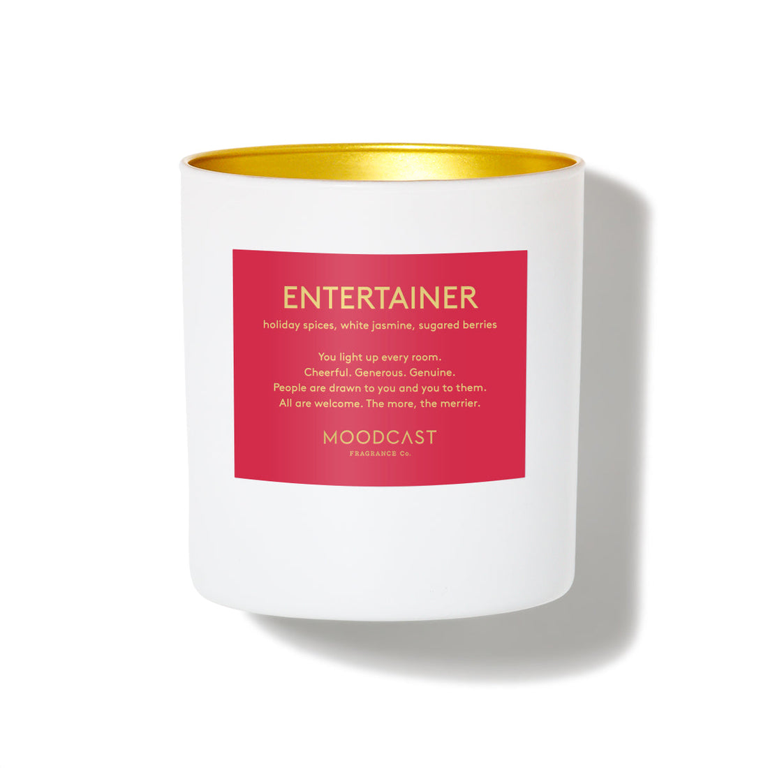 Entertainer - Persona Collection (White & Gold) - 8oz/227g Coconut Wax Blend Glass Jar Candle - Key Notes: Holiday Spices, White Jasmine, Sugared Berries