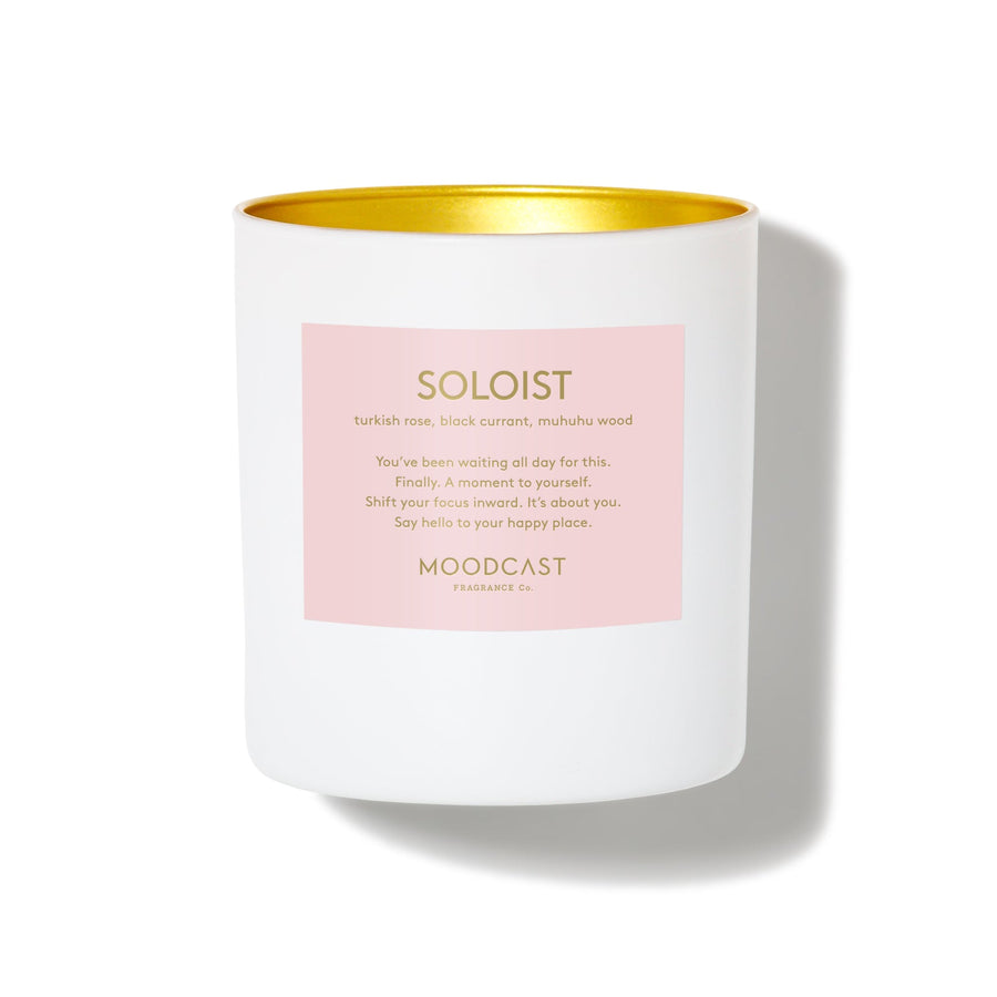 Soloist - Persona Collection (White & Gold) - 8oz/227g Coconut Wax Blend Glass Jar Candle - Key Notes: Turkish Rose, Black Currant, Muhuhu Wood