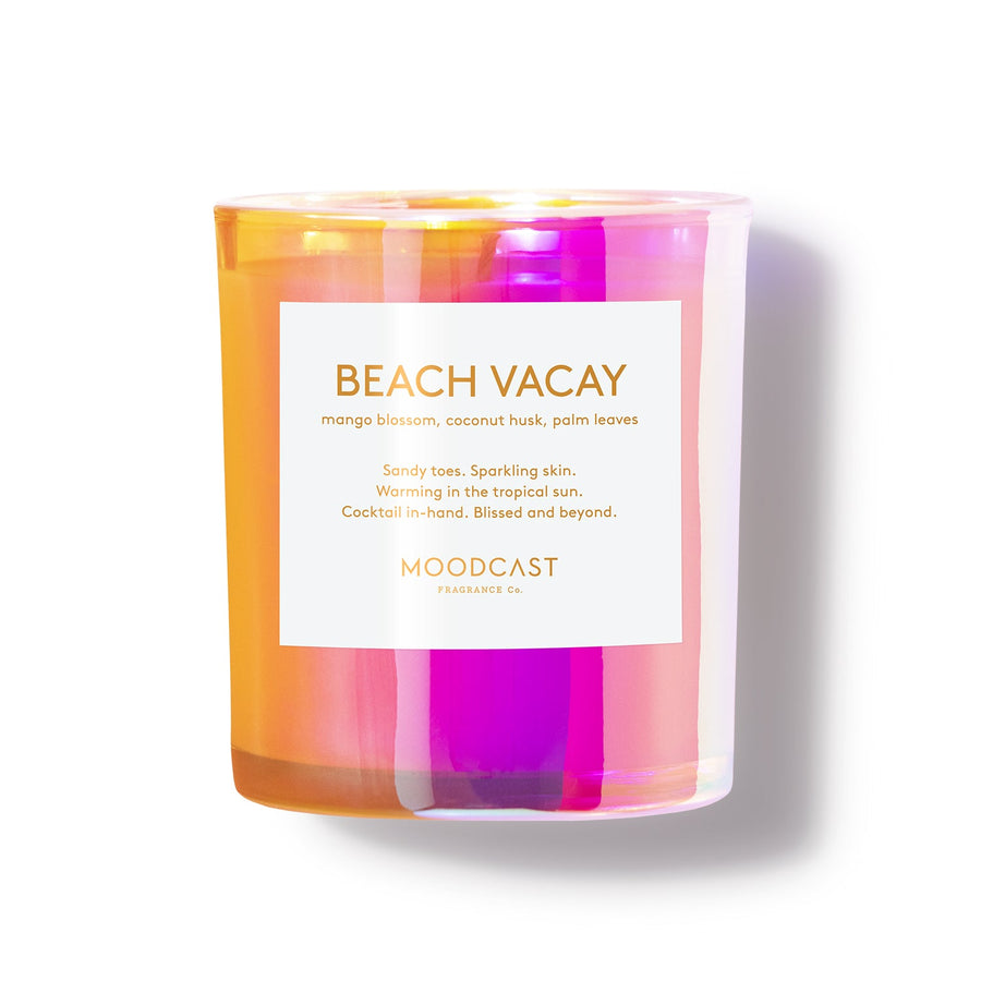 Beach Vacay - Vibes Collection (Iridescent) - 8oz/227g Coconut Wax Blend Glass Jar Candle - Key Notes: Mango Blossom, Coconut Husk, Palm Leaves