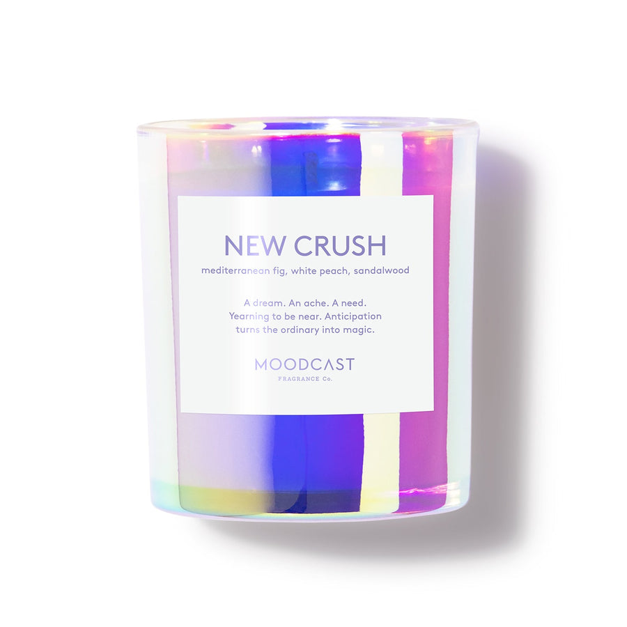 New Crush - Vibes Collection (Iridescent) - 8oz/227g Coconut Wax Blend Glass Jar Candle - Key Notes: Mediterranean Fig, White Peach, Sandalwood