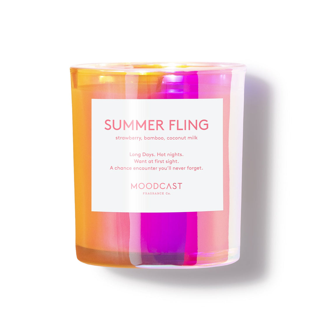 Summer Fling - Vibes Collection (Iridescent) - 8oz/227g Coconut Wax Blend Glass Jar Candle - Key Notes: Strawberry, Bamboo, Coconut Milk