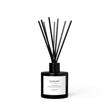 Sunburst - Night & Day Collection (Black & White) - 3.4fl oz/100ml Glass Reed Diffuser - Key Notes: Shiso Leaf, Bamboo, Amber