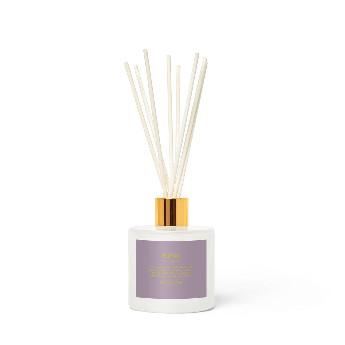 Royal - Persona Collection (White & Gold) - 3.4fl oz/100ml Glass Reed Diffuser - Key Notes: Plum, Cassis, Iris