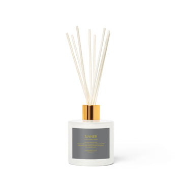 Sinner - Persona Collection (White & Gold) - 3.4fl oz/100ml Glass Reed Diffuser - Key Notes: Smoke, Leather, Vetiver