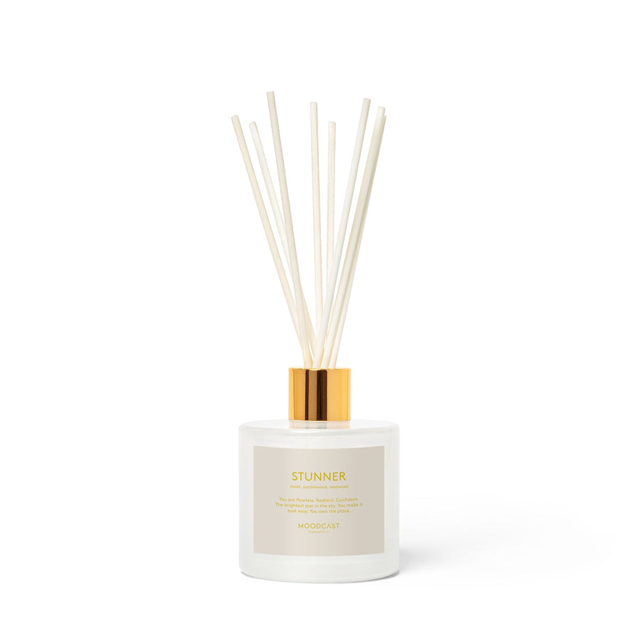 Stunner - Persona Collection (White & Gold) - 3.4fl oz/100ml Glass Reed Diffuser - Key Notes: Violet, Sandalwood, Rosewood